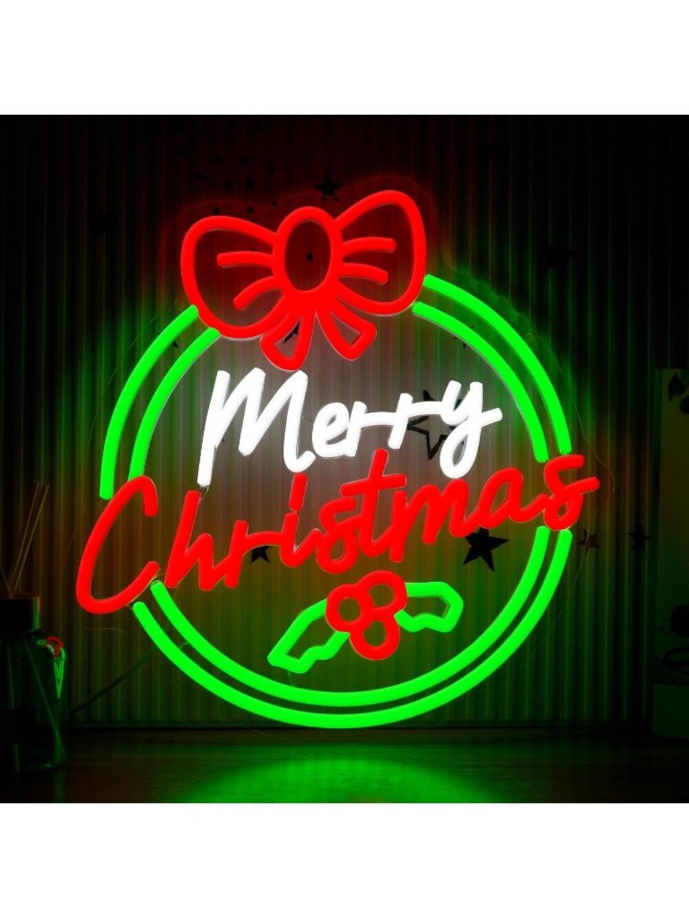 Merry Christmas Neon Sign Red Green White Dimmable Led Merry Christmas Neon Sign
